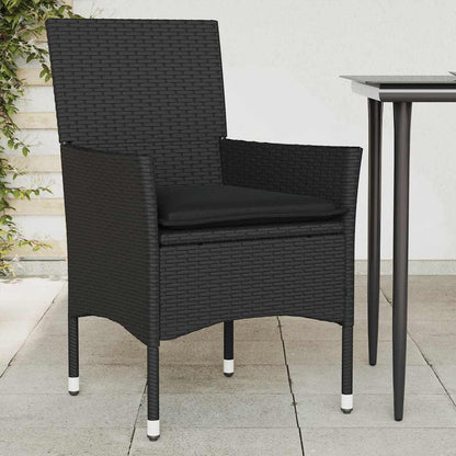 Sedie da Giardino con Cuscini 2 pz Nere in Polyrattan | homemem39