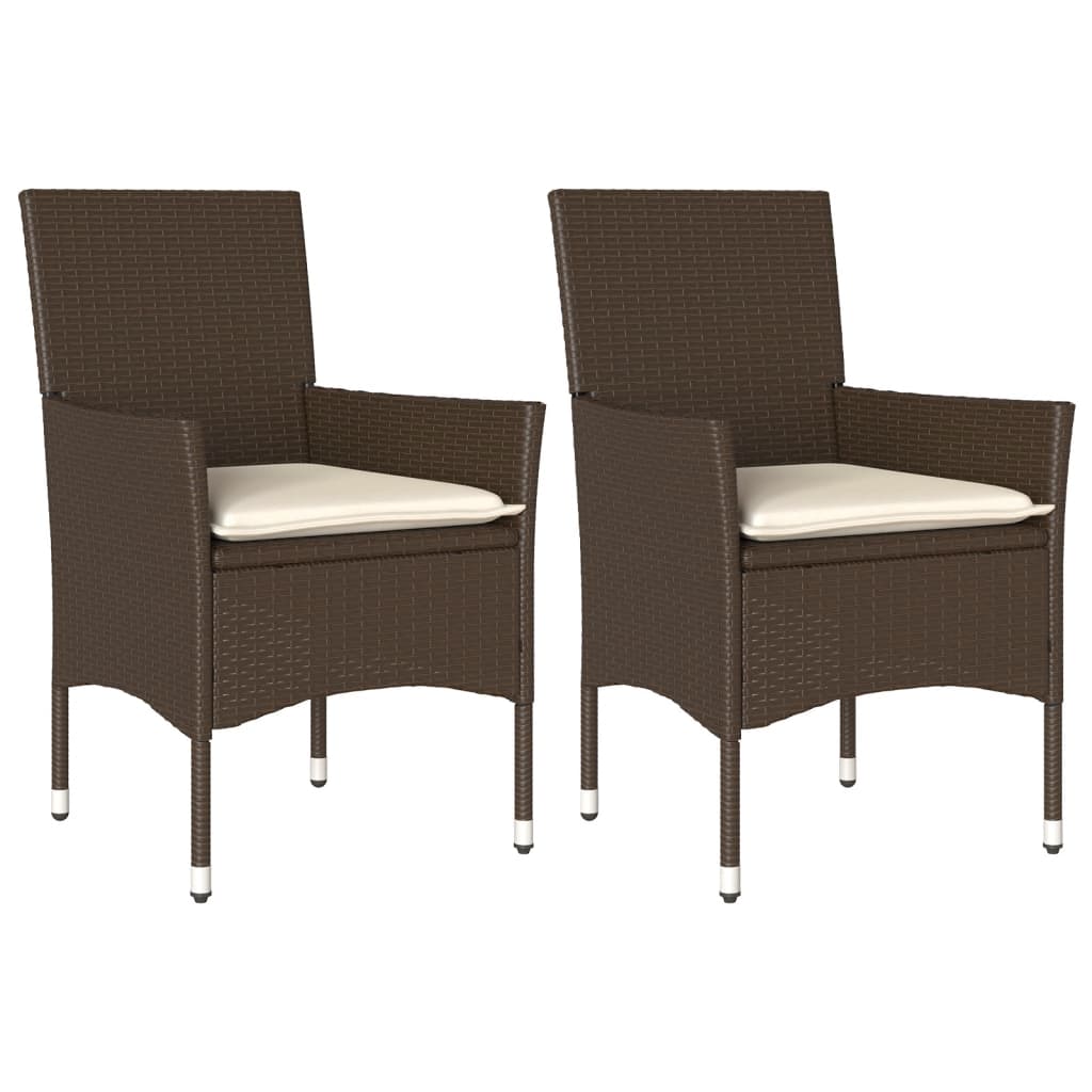 Sedie da Giardino con Cuscini 2 pz Marroni in Polyrattan | homemem39