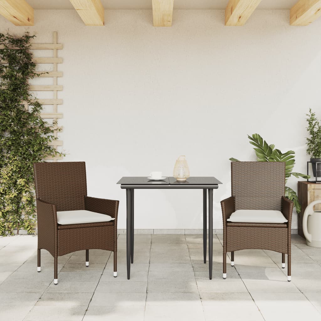 Sedie da Giardino con Cuscini 2 pz Marroni in Polyrattan - homemem39