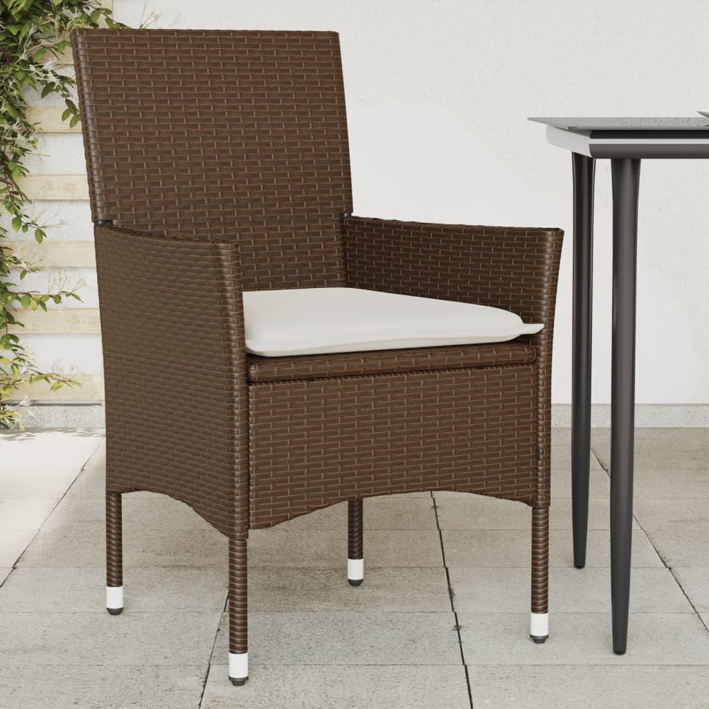 Sedie da Giardino con Cuscini 2 pz Marroni in Polyrattan - homemem39