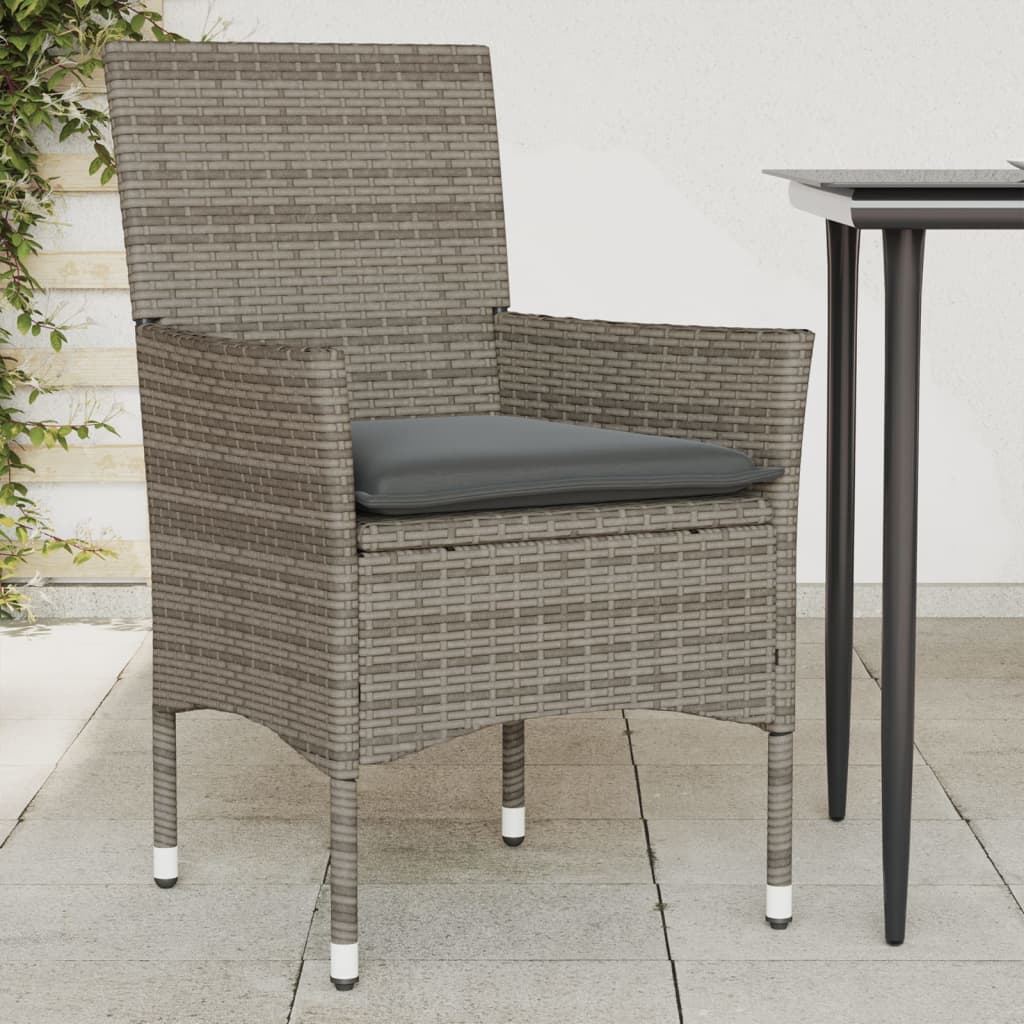 Sedie da Giardino con Cuscini 2 pz Grigie in Polyrattan | homemem39