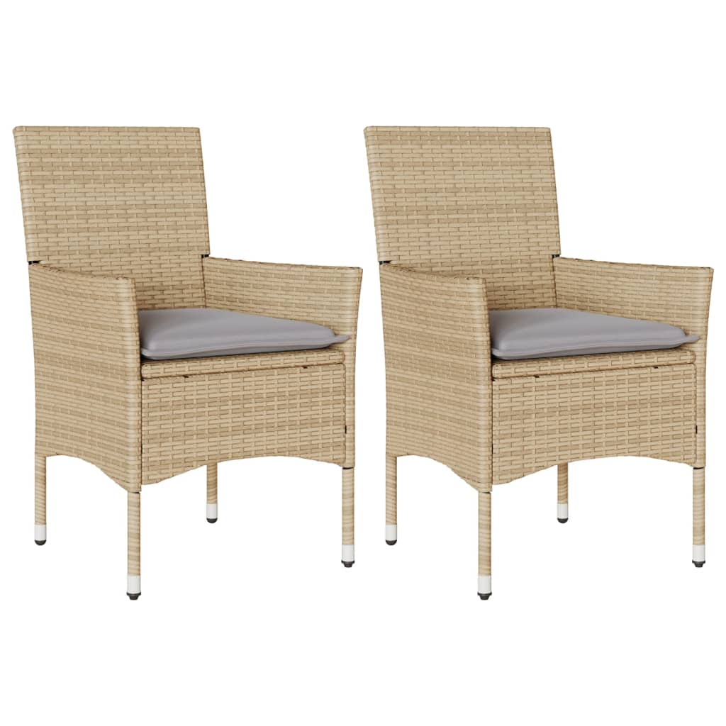 Sedie da Giardino con Cuscini 2 pz Beige in Polyrattan - homemem39