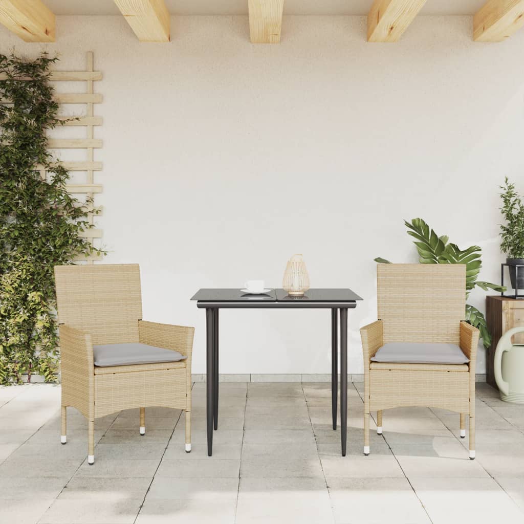 Sedie da Giardino con Cuscini 2 pz Beige in Polyrattan | homemem39