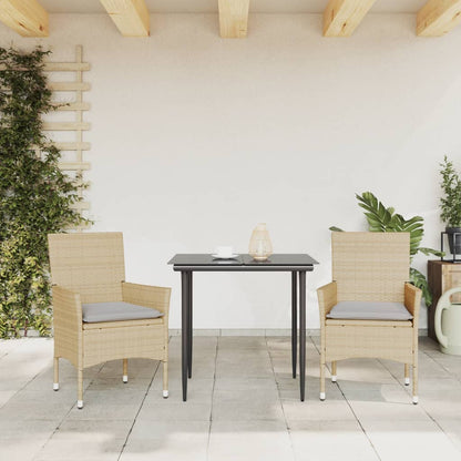 Sedie da Giardino con Cuscini 2 pz Beige in Polyrattan | homemem39
