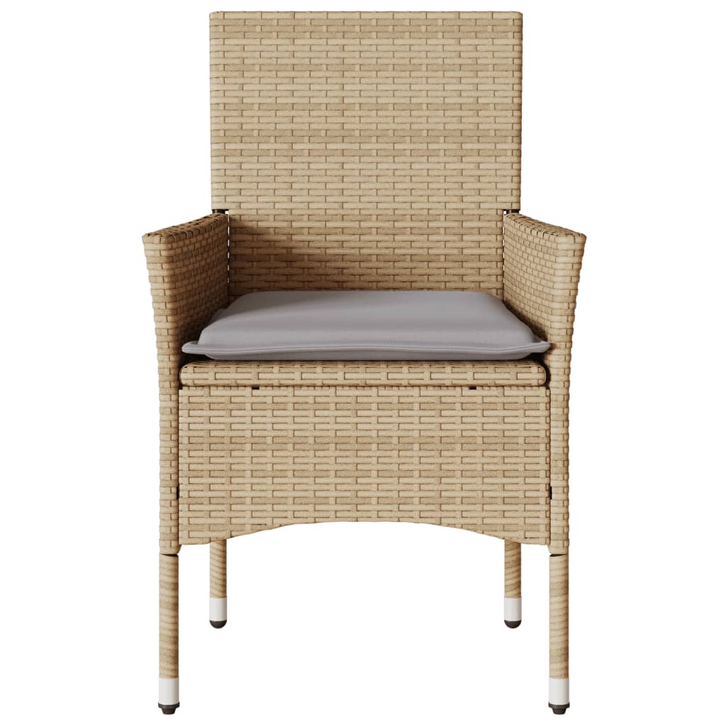 Sedie da Giardino con Cuscini 2 pz Beige in Polyrattan - homemem39