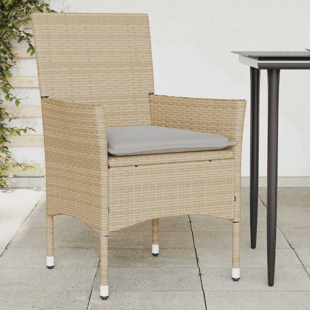 Sedie da Giardino con Cuscini 2 pz Beige in Polyrattan - homemem39