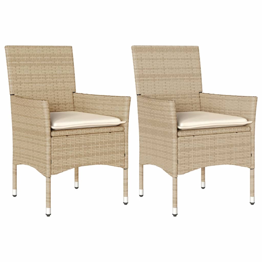Sedie da Giardino con Cuscini 2 pz Beige in Polyrattan | homemem39