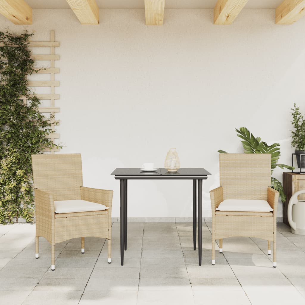 Sedie da Giardino con Cuscini 2 pz Beige in Polyrattan | homemem39