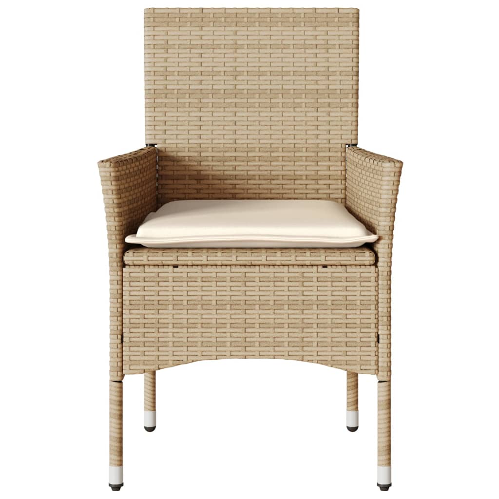 Sedie da Giardino con Cuscini 2 pz Beige in Polyrattan - homemem39