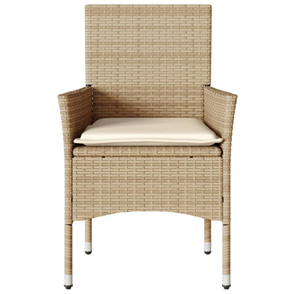 Sedie da Giardino con Cuscini 2 pz Beige in Polyrattan - homemem39