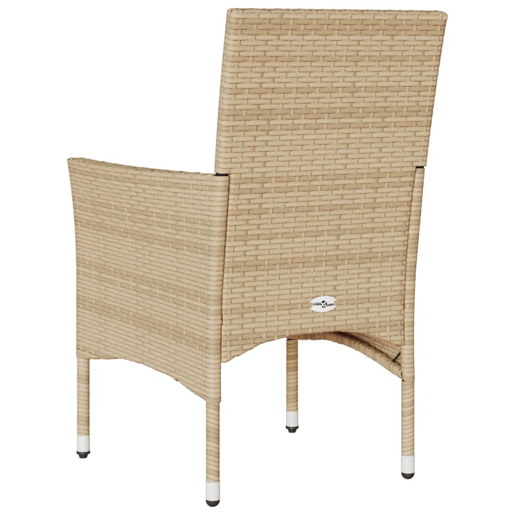 Sedie da Giardino con Cuscini 2 pz Beige in Polyrattan - homemem39