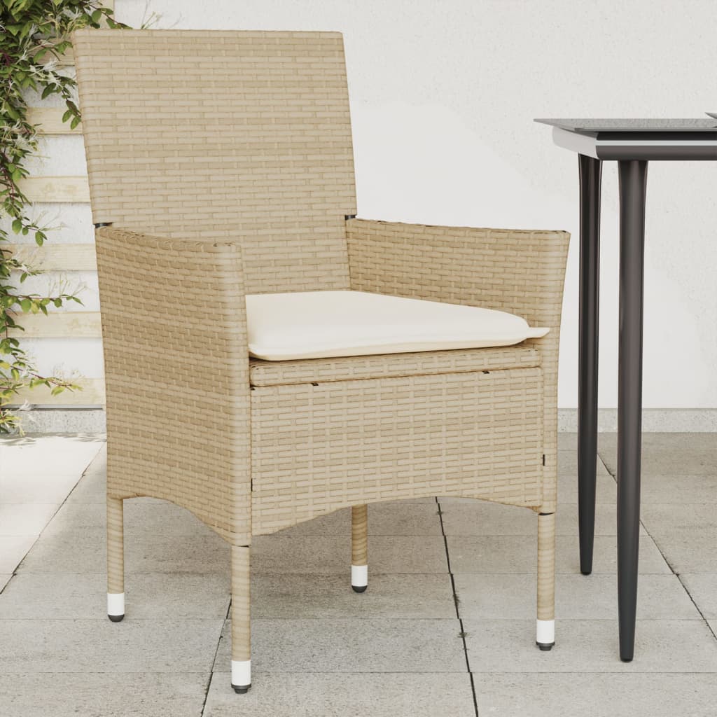 Sedie da Giardino con Cuscini 2 pz Beige in Polyrattan | homemem39
