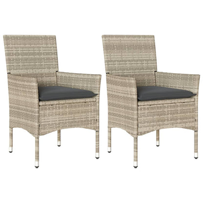 Sedie da Giardino con Cuscini 2 pz Grigio Chiaro in Polyrattan | homemem39
