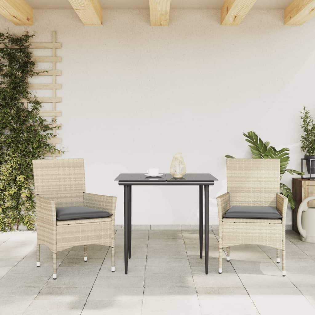 Sedie da Giardino con Cuscini 2 pz Grigio Chiaro in Polyrattan | homemem39