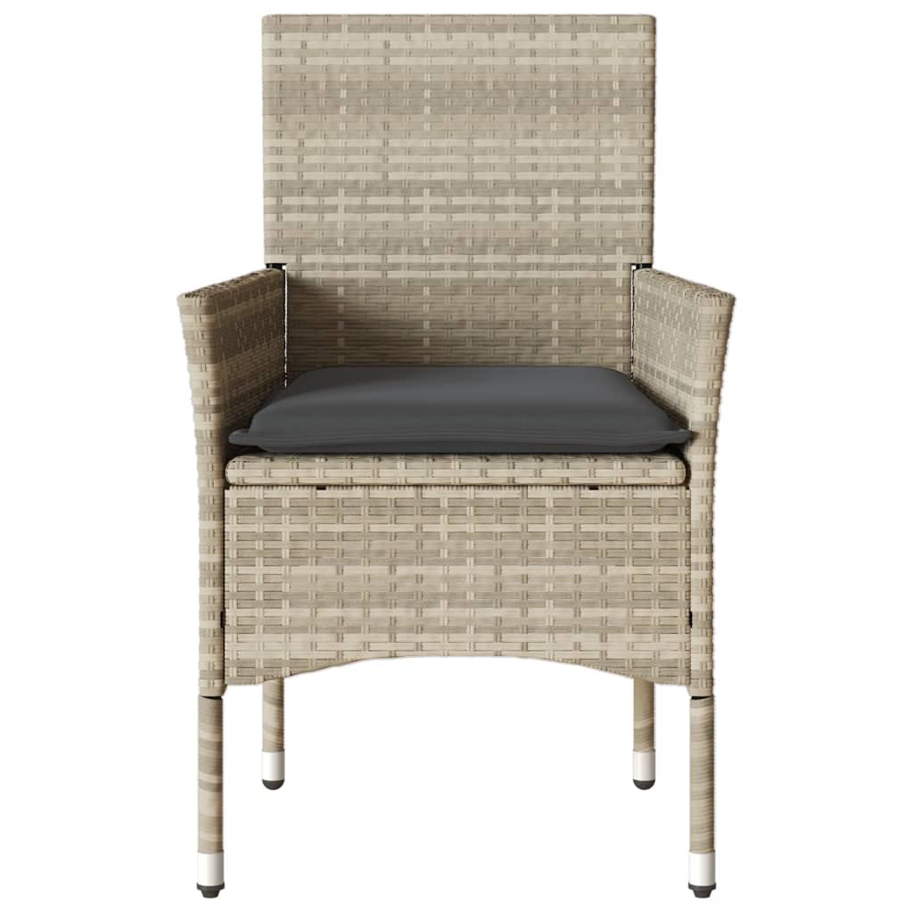 Sedie da Giardino con Cuscini 2 pz Grigio Chiaro in Polyrattan | homemem39