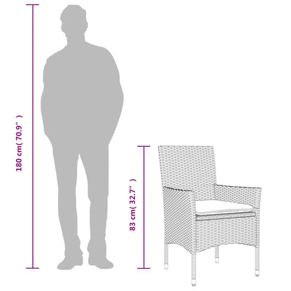 Sedie da Giardino con Cuscini 2 pz Grigio Chiaro in Polyrattan | homemem39