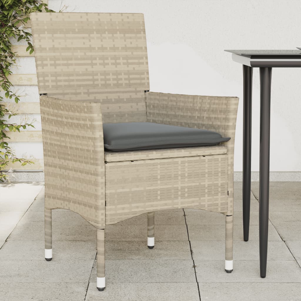 Sedie da Giardino con Cuscini 2 pz Grigio Chiaro in Polyrattan | homemem39