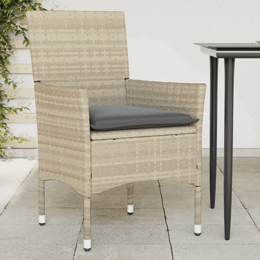 Sedie da Giardino con Cuscini 2 pz Grigio Chiaro in Polyrattan - homemem39