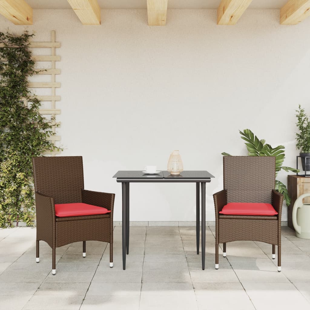Sedie da Giardino con Cuscini 2 pz Marroni in Polyrattan | homemem39