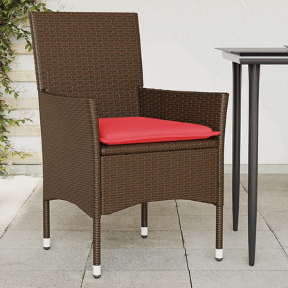 Sedie da Giardino con Cuscini 2 pz Marroni in Polyrattan | homemem39