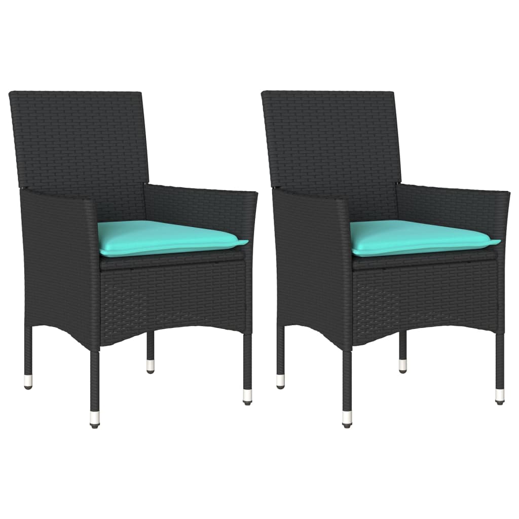 Sedie da Giardino con Cuscini 2 pz Nere in Polyrattan | homemem39