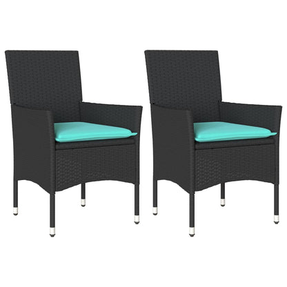 Sedie da Giardino con Cuscini 2 pz Nere in Polyrattan | homemem39