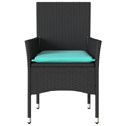 Sedie da Giardino con Cuscini 2 pz Nere in Polyrattan | homemem39