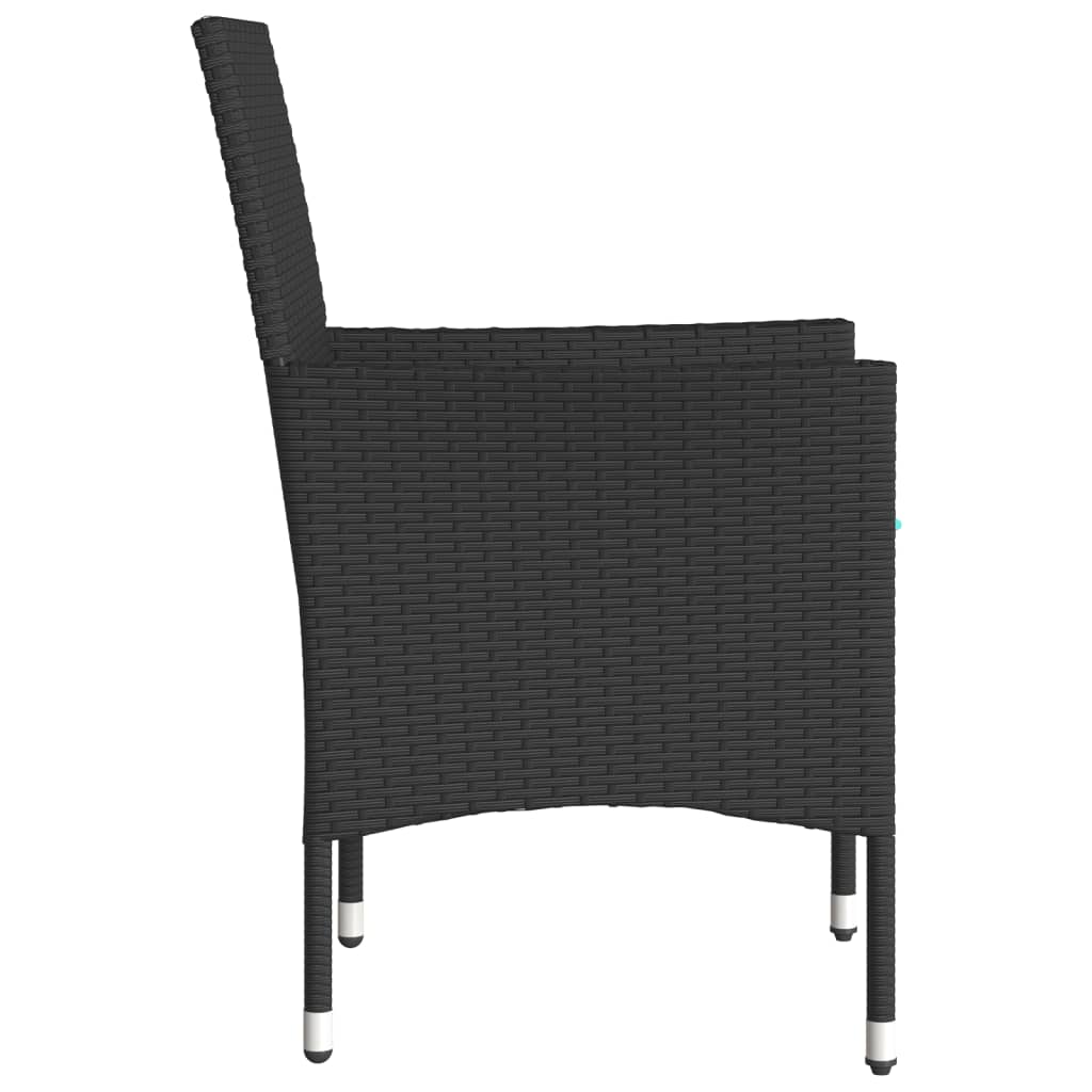 Sedie da Giardino con Cuscini 2 pz Nere in Polyrattan | homemem39
