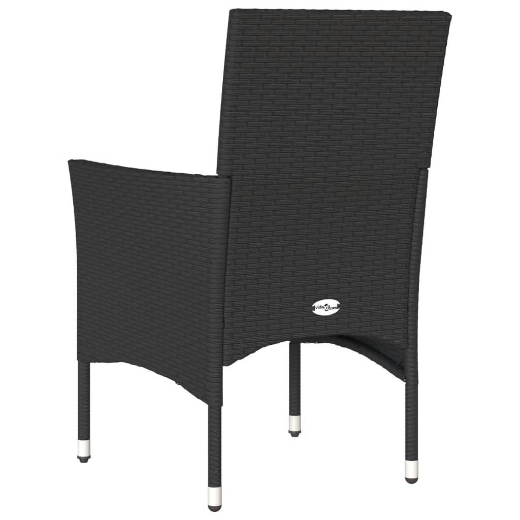 Sedie da Giardino con Cuscini 2 pz Nere in Polyrattan | homemem39