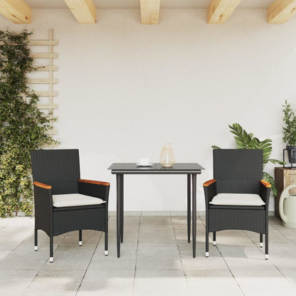 Sedie da Giardino con Cuscini 2 pz Nere in Polyrattan | homemem39