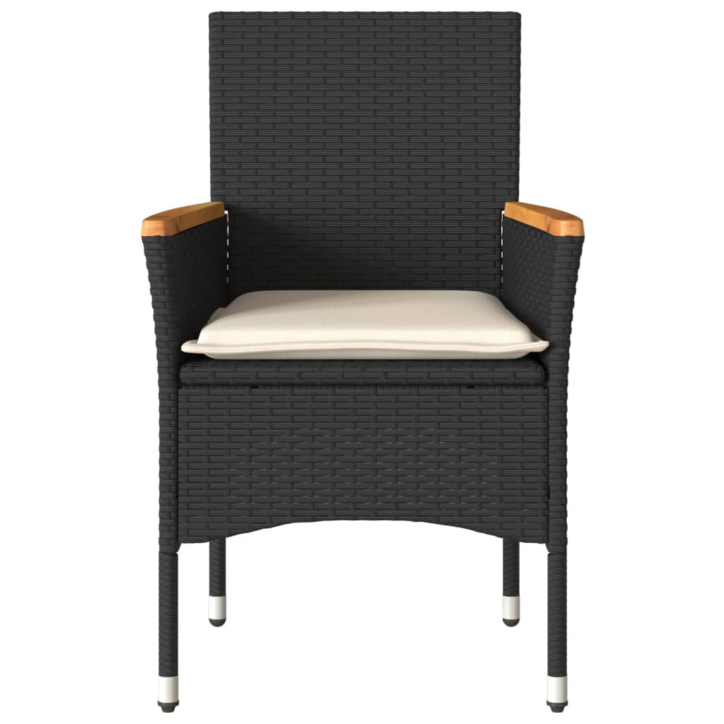 Sedie da Giardino con Cuscini 2 pz Nere in Polyrattan | homemem39