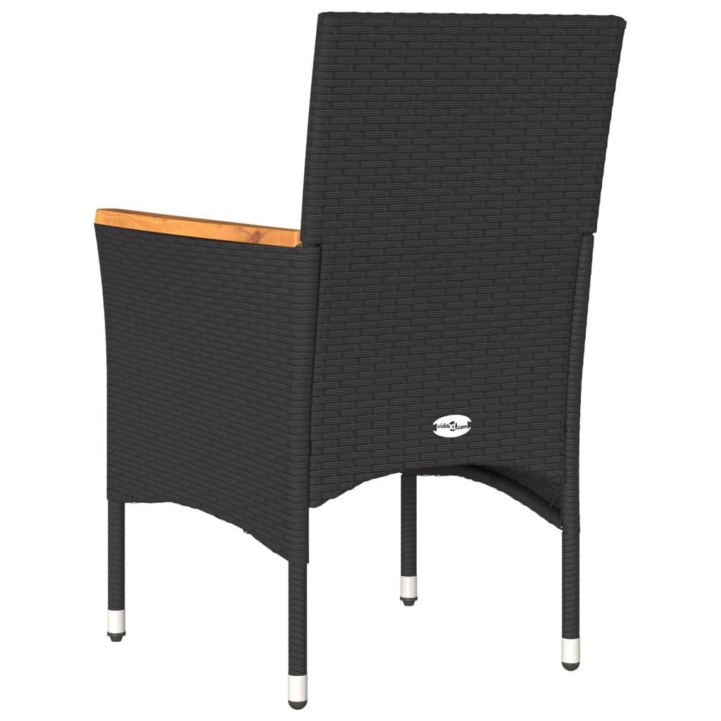 Sedie da Giardino con Cuscini 2 pz Nere in Polyrattan | homemem39