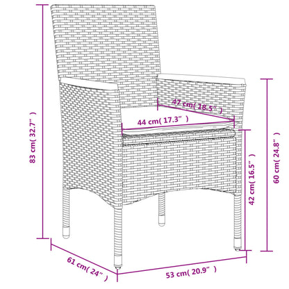 Sedie da Giardino con Cuscini 2 pz Nere in Polyrattan | homemem39
