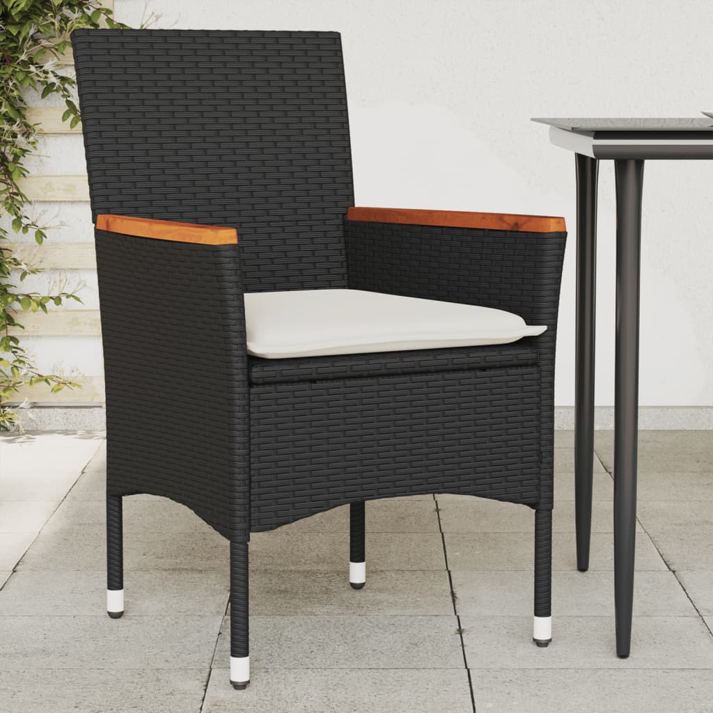Sedie da Giardino con Cuscini 2 pz Nere in Polyrattan | homemem39