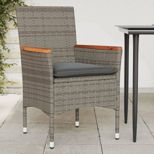 Sedie da Giardino con Cuscini 2 pz Grigie in Polyrattan - homemem39