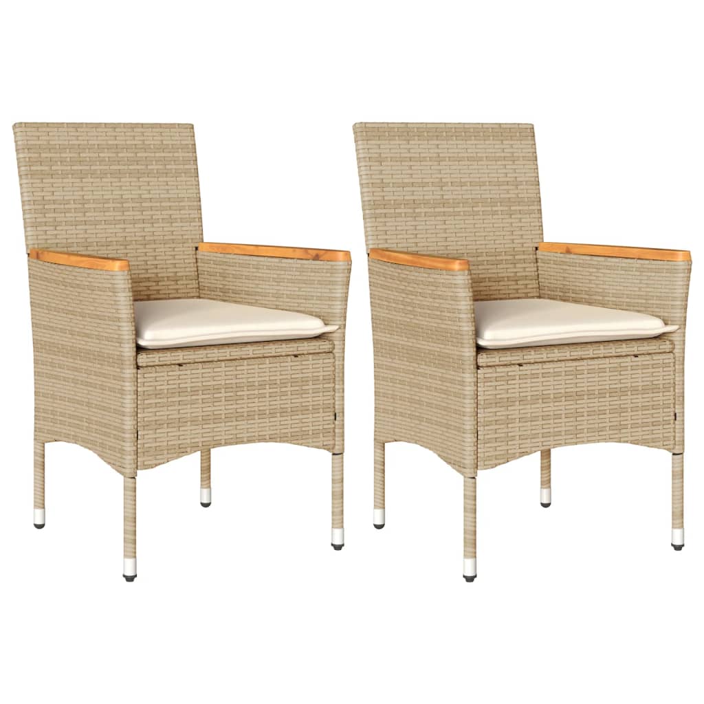Sedie da Giardino con Cuscini 2 pz Beige in Polyrattan - homemem39