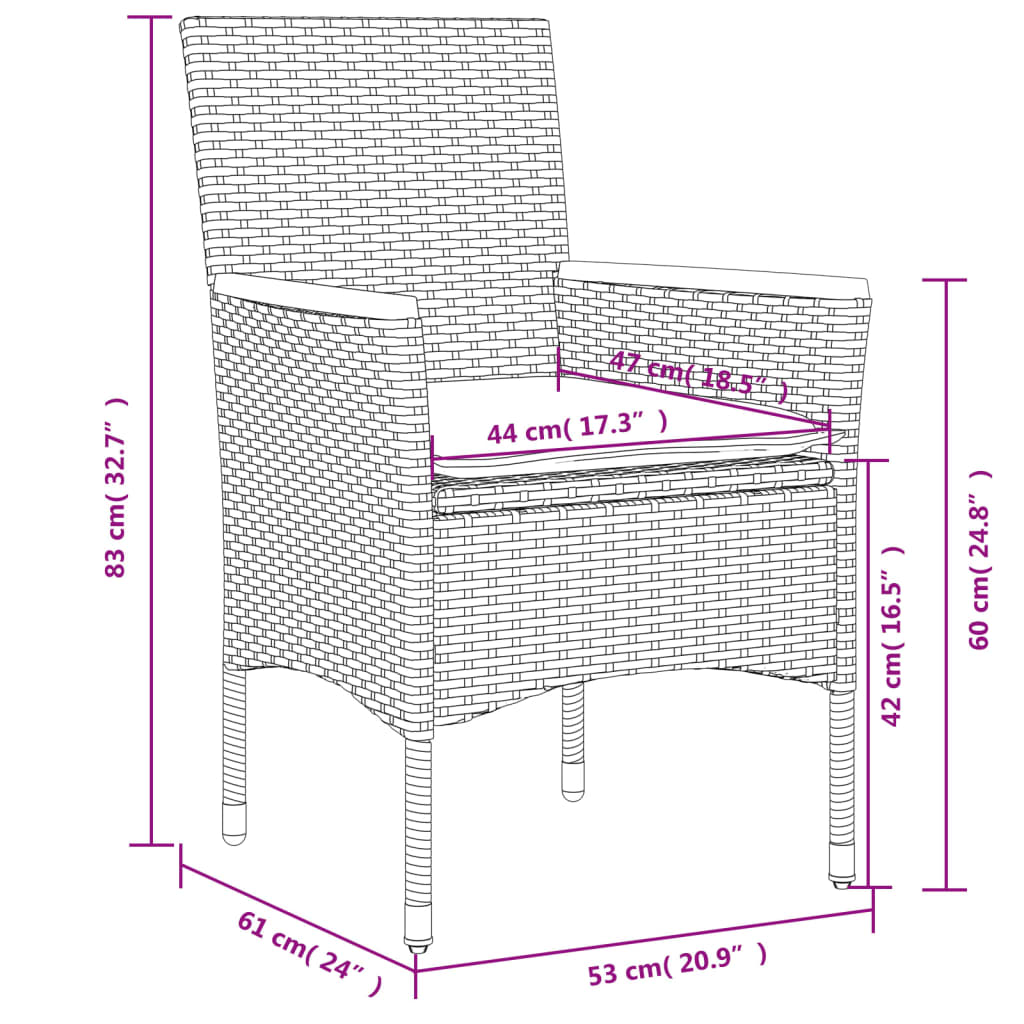 Sedie da Giardino con Cuscini 2 pz Beige in Polyrattan | homemem39