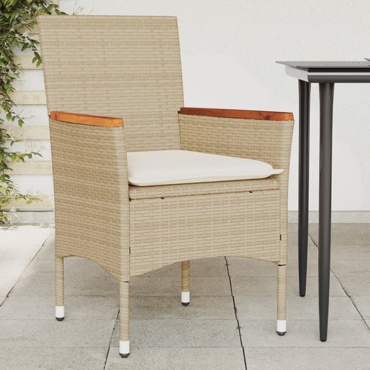 Sedie da Giardino con Cuscini 2 pz Beige in Polyrattan - homemem39