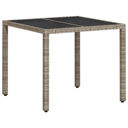 Tavolo Giardino Piano Vetro Grigio Chiaro 90x90x75cm Polyrattan - homemem39