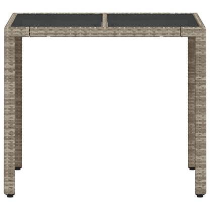 Tavolo Giardino Piano Vetro Grigio Chiaro 90x90x75cm Polyrattan - homemem39