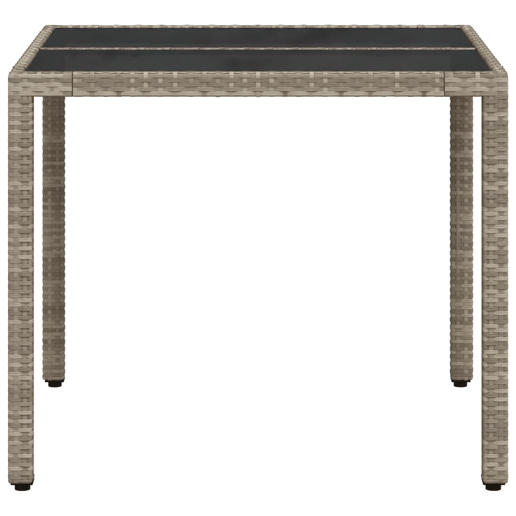 Tavolo Giardino Piano Vetro Grigio Chiaro 90x90x75cm Polyrattan - homemem39