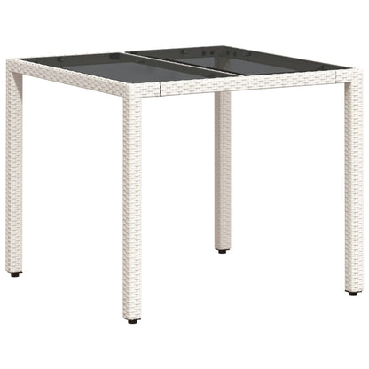 Tavolo Giardino con Piano Vetro Bianco 90x90x75 cm Polyrattan - homemem39