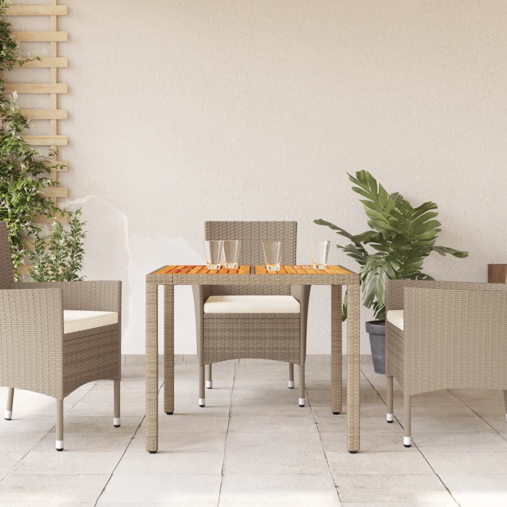 Tavolo da Giardino Polyrattan e Legno Acacia