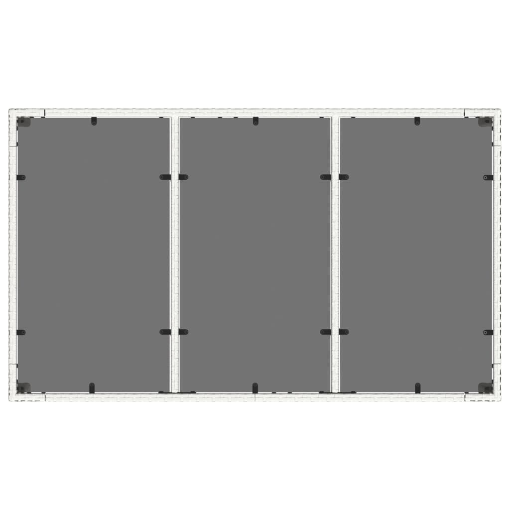 Tavolo da Giardino Piano in Vetro Bianco 150x90x75cm Polyrattan - homemem39