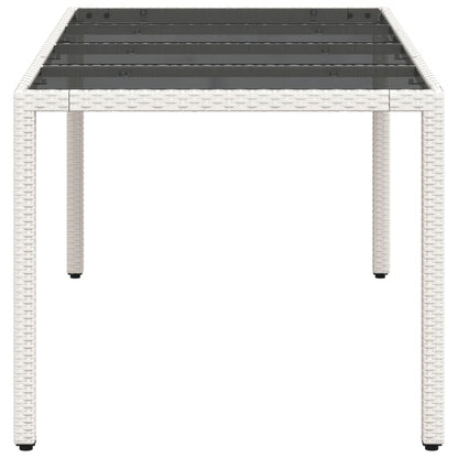 Tavolo Giardino Piano in Vetro Bianco 190x90x75 cm Polyrattan - homemem39