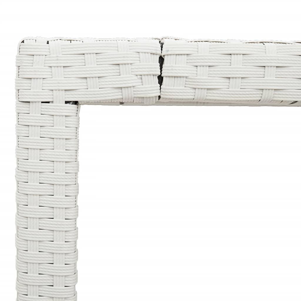 Tavolo Giardino Piano in Vetro Bianco 190x90x75 cm Polyrattan - homemem39