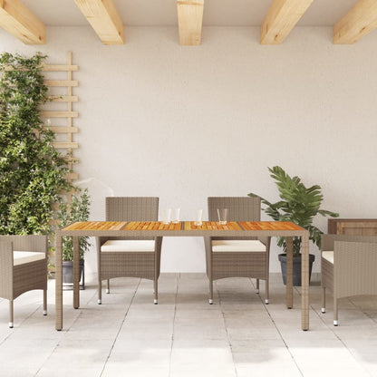 Tavolo da Giardino Beige 190x90x75cm Polyrattan Legno di Acacia - homemem39