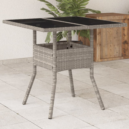 Tavolo Giardino Piano Vetro Grigio Chiaro 80x80x75cm Polyrattan - homemem39