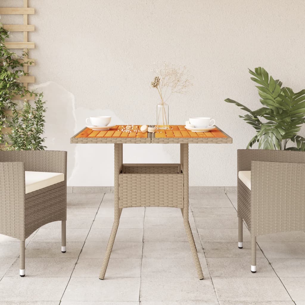 Tavolo da Giardino Polyrattan e Legno Acacia