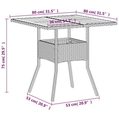 Tavolo da Giardino Polyrattan e Legno Acacia